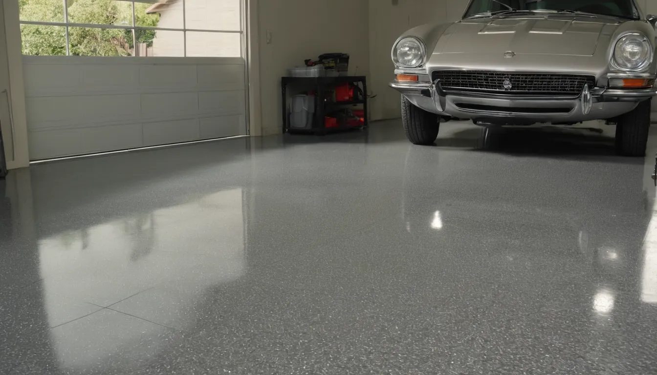 Freshly coated epoxy garage floor in a Richmond home